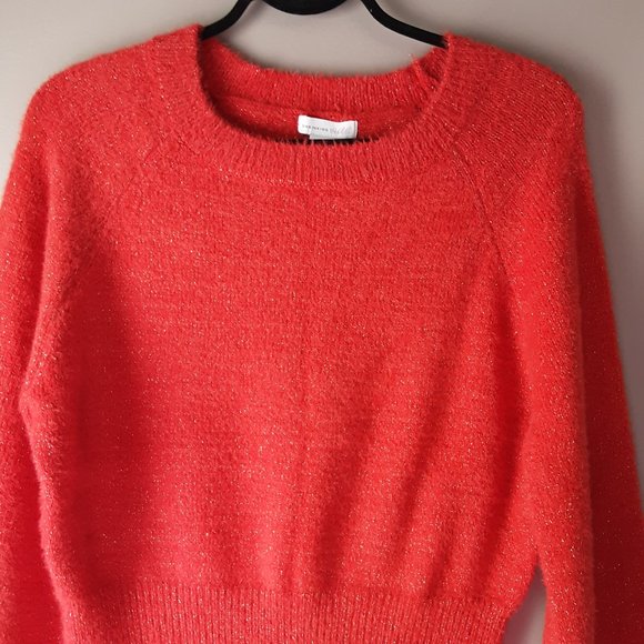 Shrinking Violet Women's Red Sparkle Sweater | New! M - Picture 3 of 14